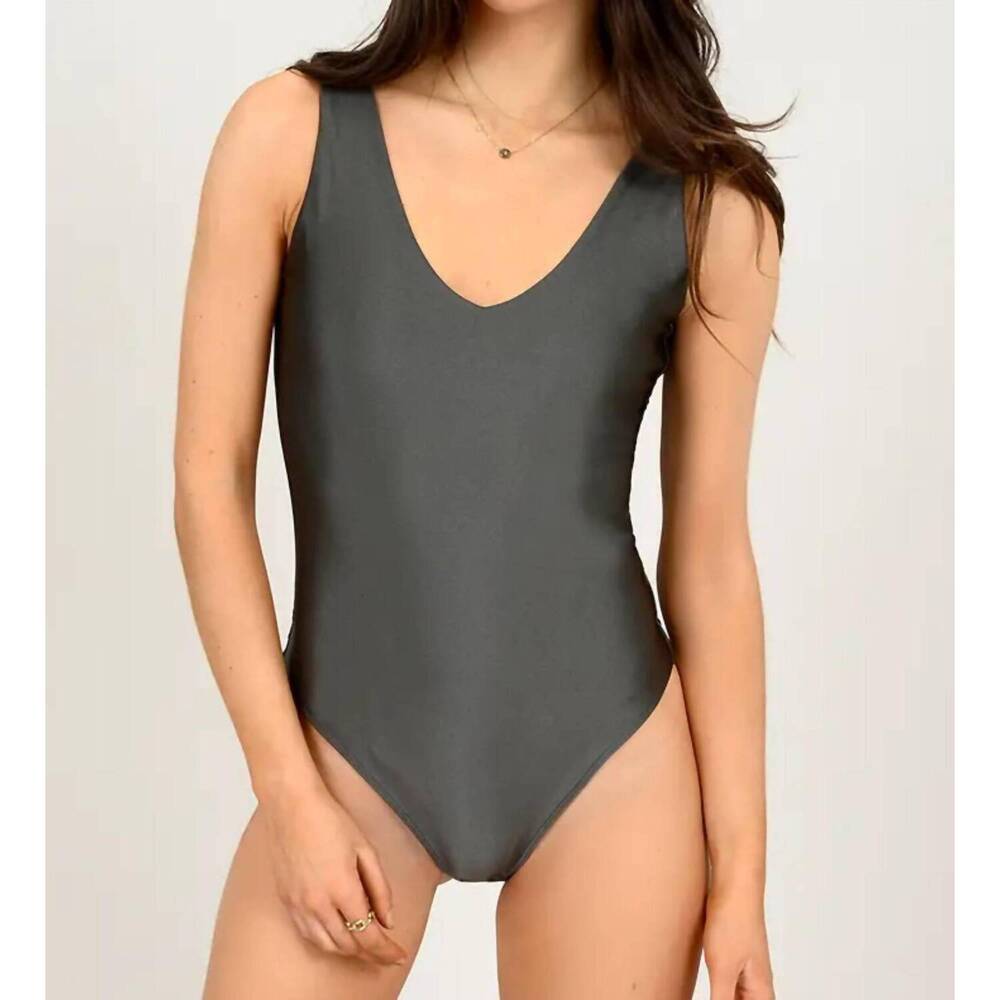 NEW RD STYLE valentina v-neck bodysuit in gunmetal